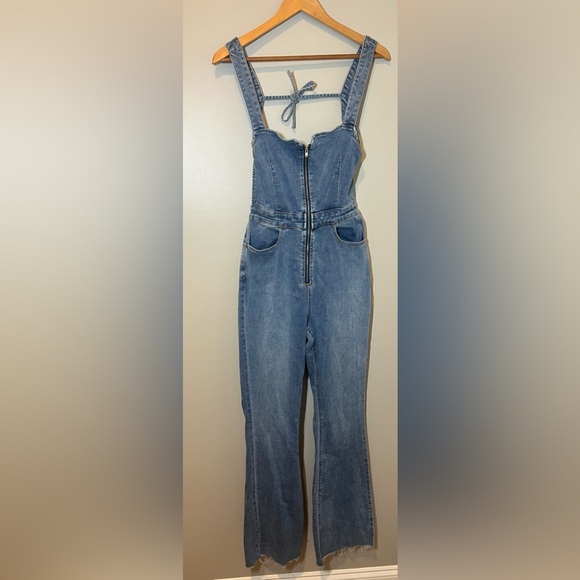 Free People Women 6 We The Free Curvy 2nd Ave One Piece Jumpsuit medium Wash - Picture 4 of 9